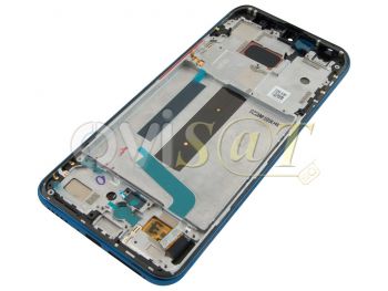 Pantalla completa AMOLED negra con marco azul "Aurora Blue" para Xiaomi Mi 10 Lite 5G, M2002J9G - Calidad PREMIUM